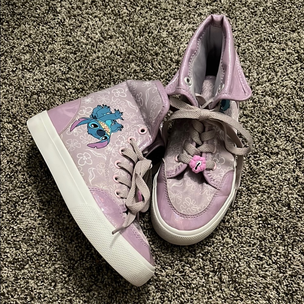 Purple High-Top Sneakers with Cartoon Design